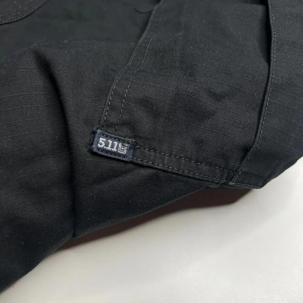 5.11 Tactical Cargo‎ Pants Black Men’s Large Ripstop Nylon Drawstring Hem Work